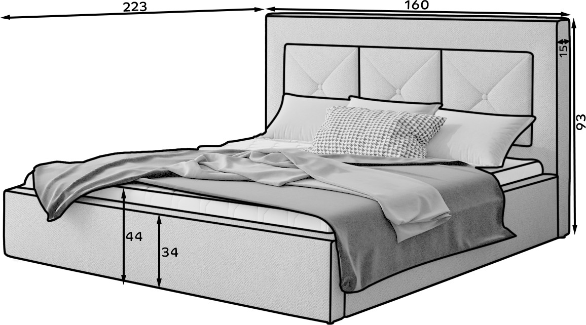 Pat Cloe 140x200 cm Omega 68 cu somiera de lemn - 1 | YEO