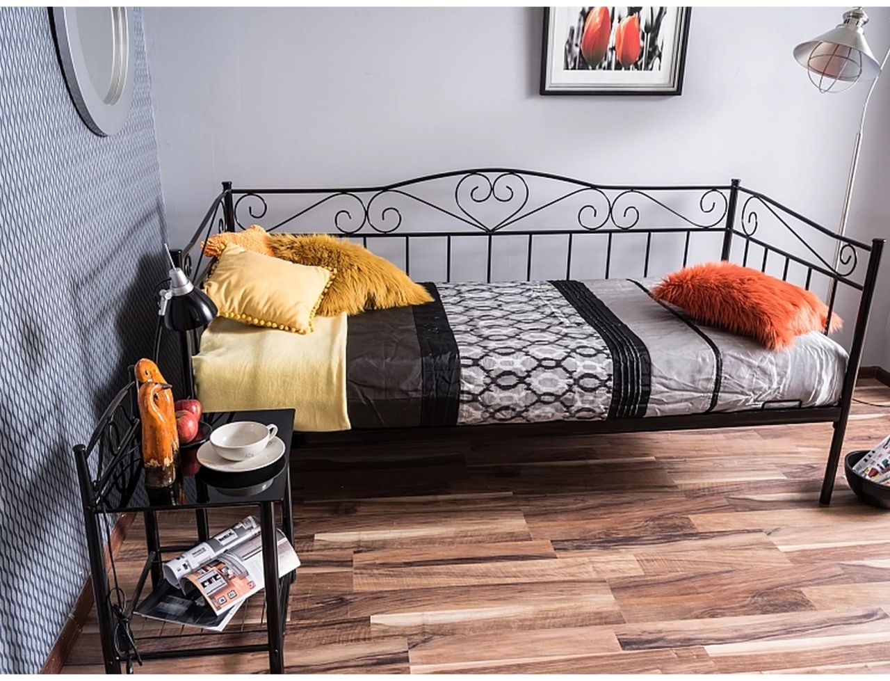 Pat metalic Birma negru 90x200 cm - 4 | YEO