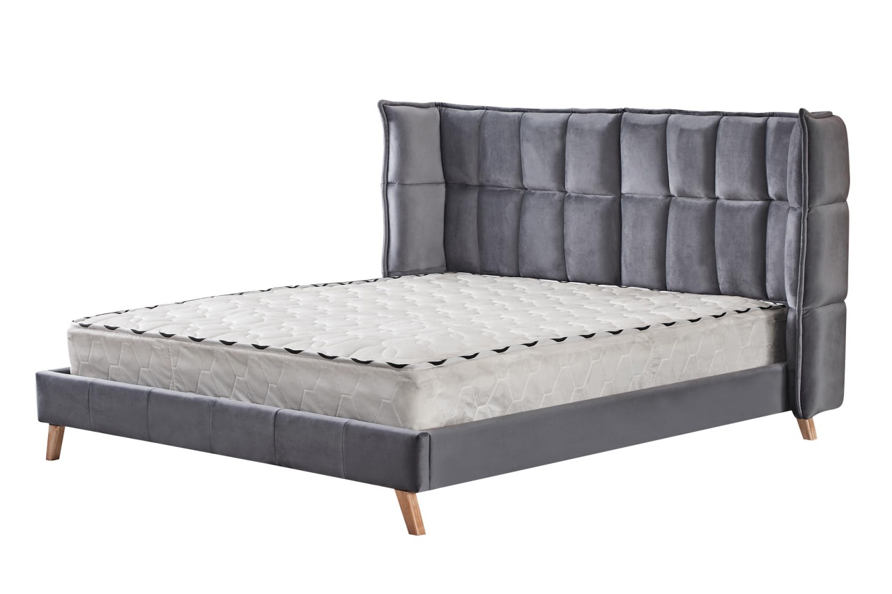 Poze Pat tapitat Scandino velvet gri – 160 x 200 cm