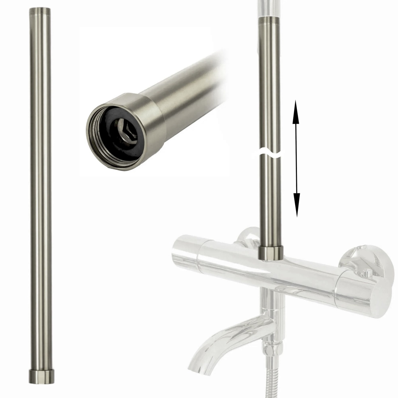 Prelungire coloana duș brush nickel 50cm