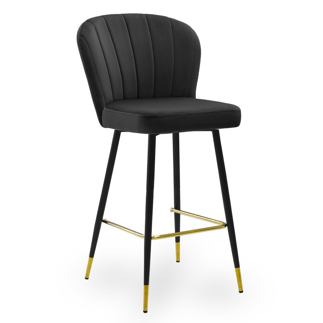 Scaun de bar Shelly negru picioare negru/gold - H97 cm