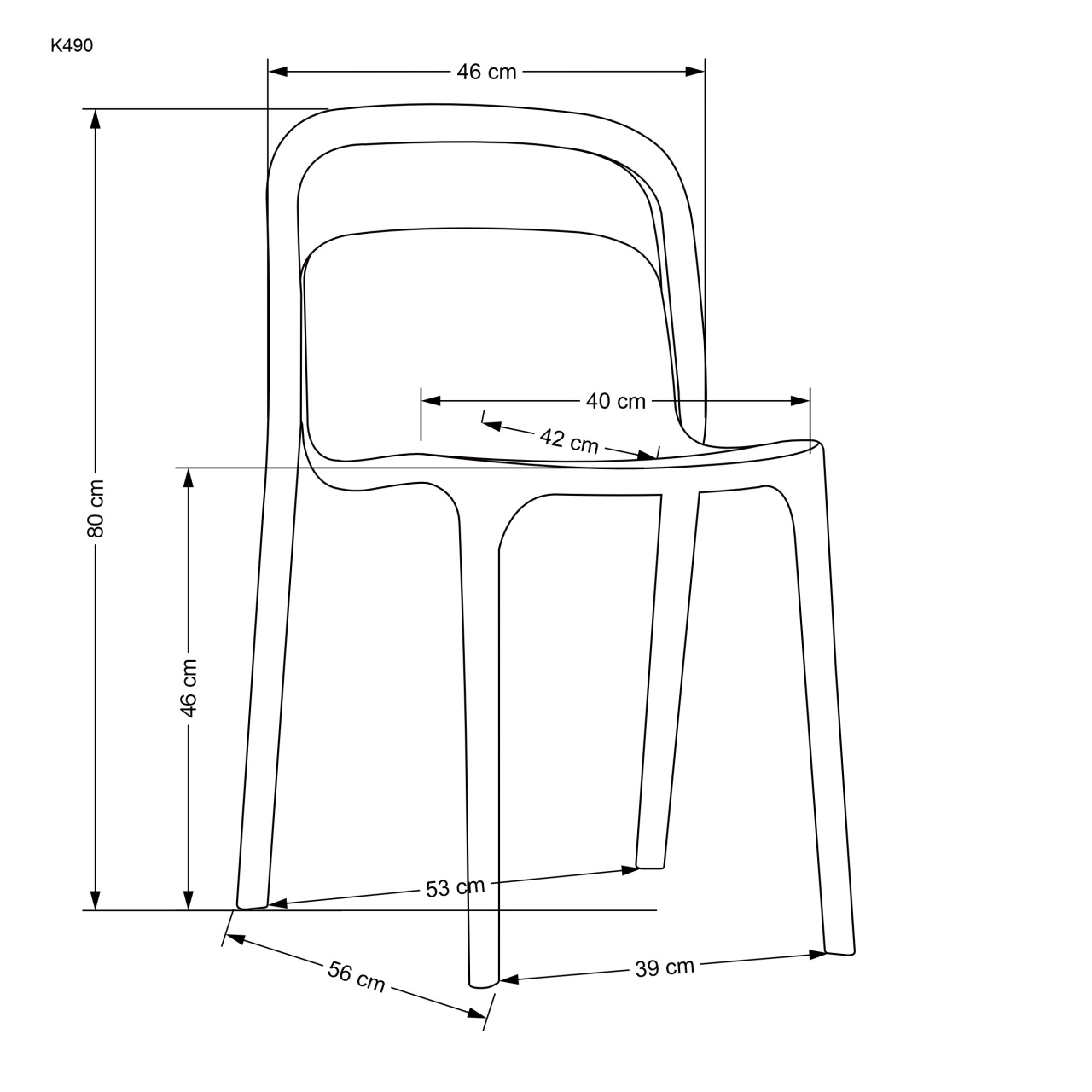 Scaun din plastic K490 alb - 4 | YEO