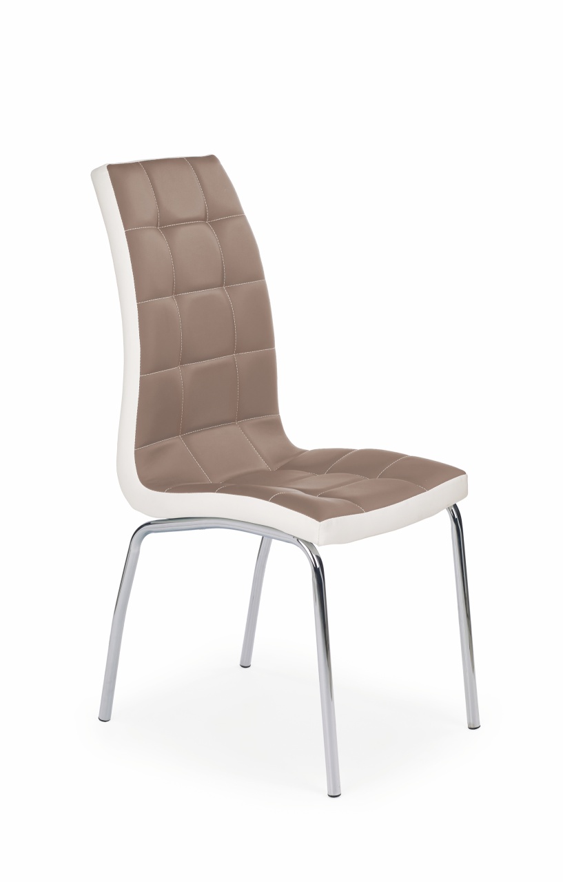 Scaun K186 piele ecologica cappucino/alb - 3 | YEO