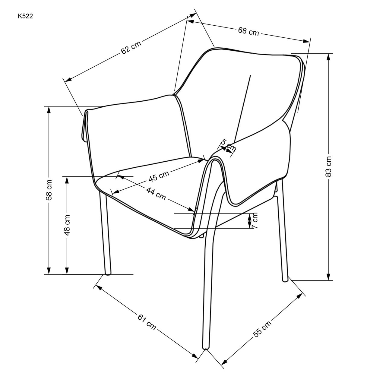 Scaun tapitat K522 gri - 3 | YEO