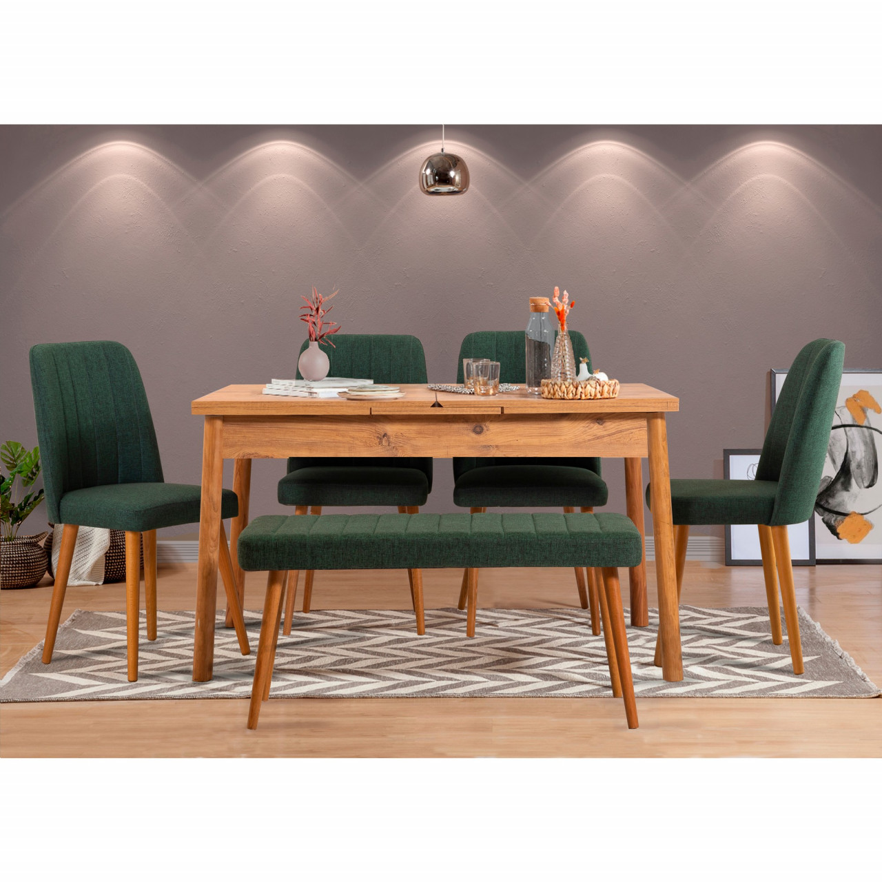 Set masa extensibila si scaune (6 piese) Santiago Atlantic Green