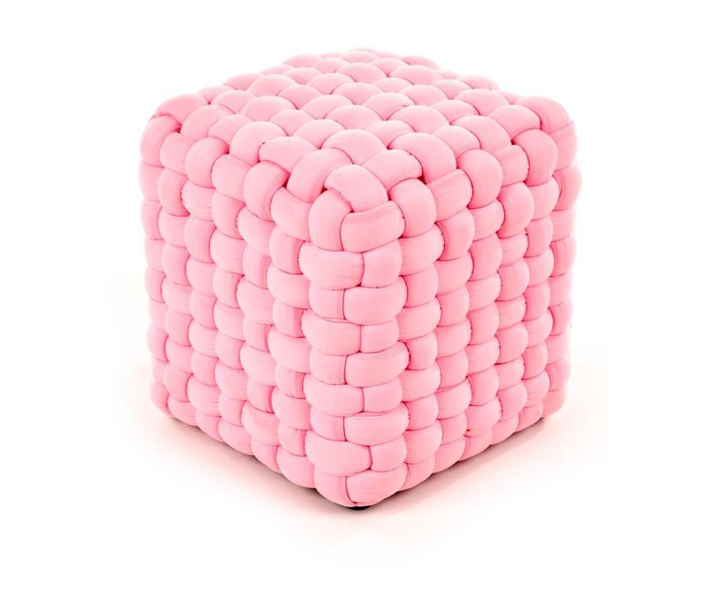 Taburet tapitat Rubik roz - H35 cm