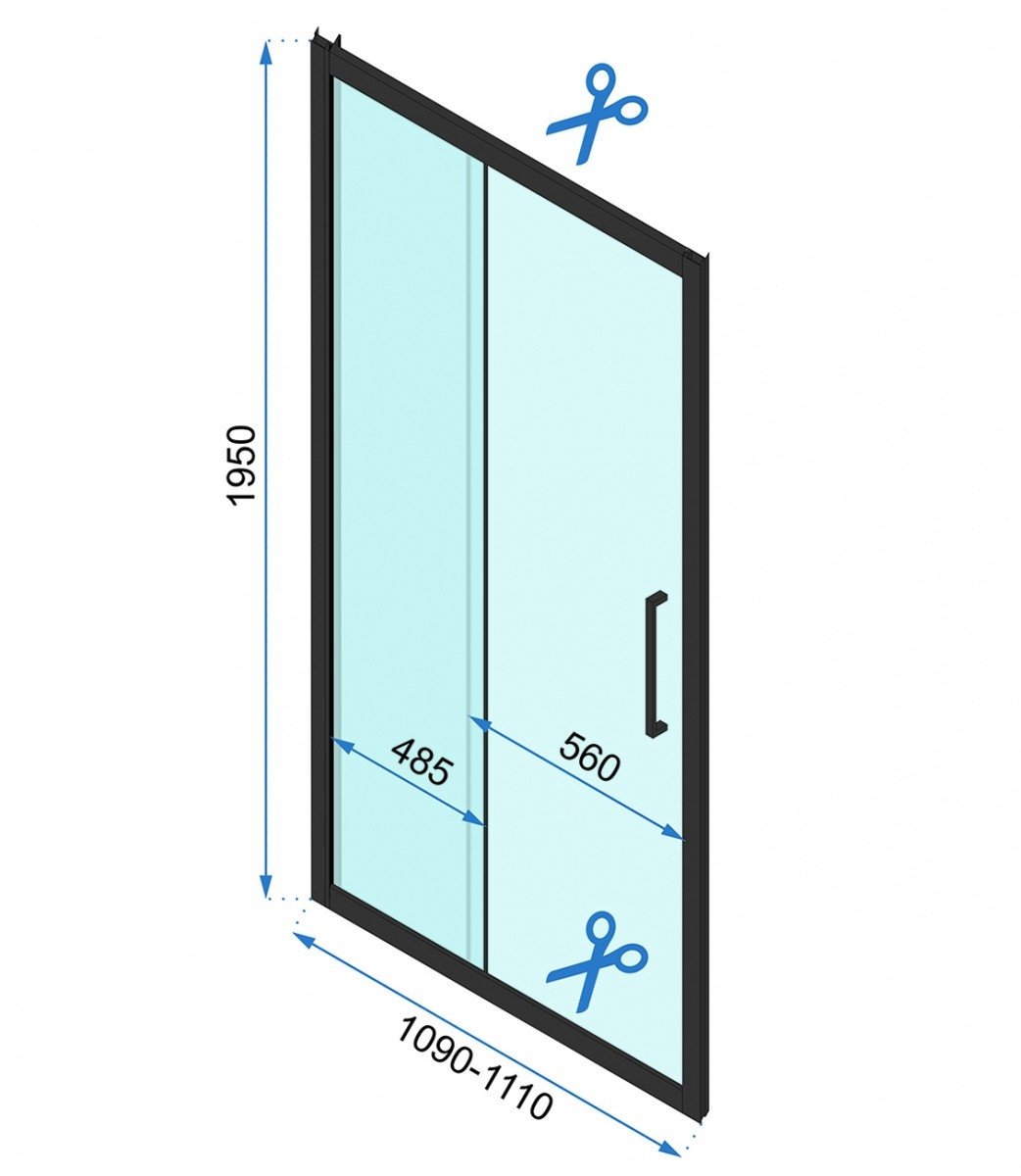 Ușă pentru dus Rapid Slide sticla securizata - 110x195 cm - 3 | YEO