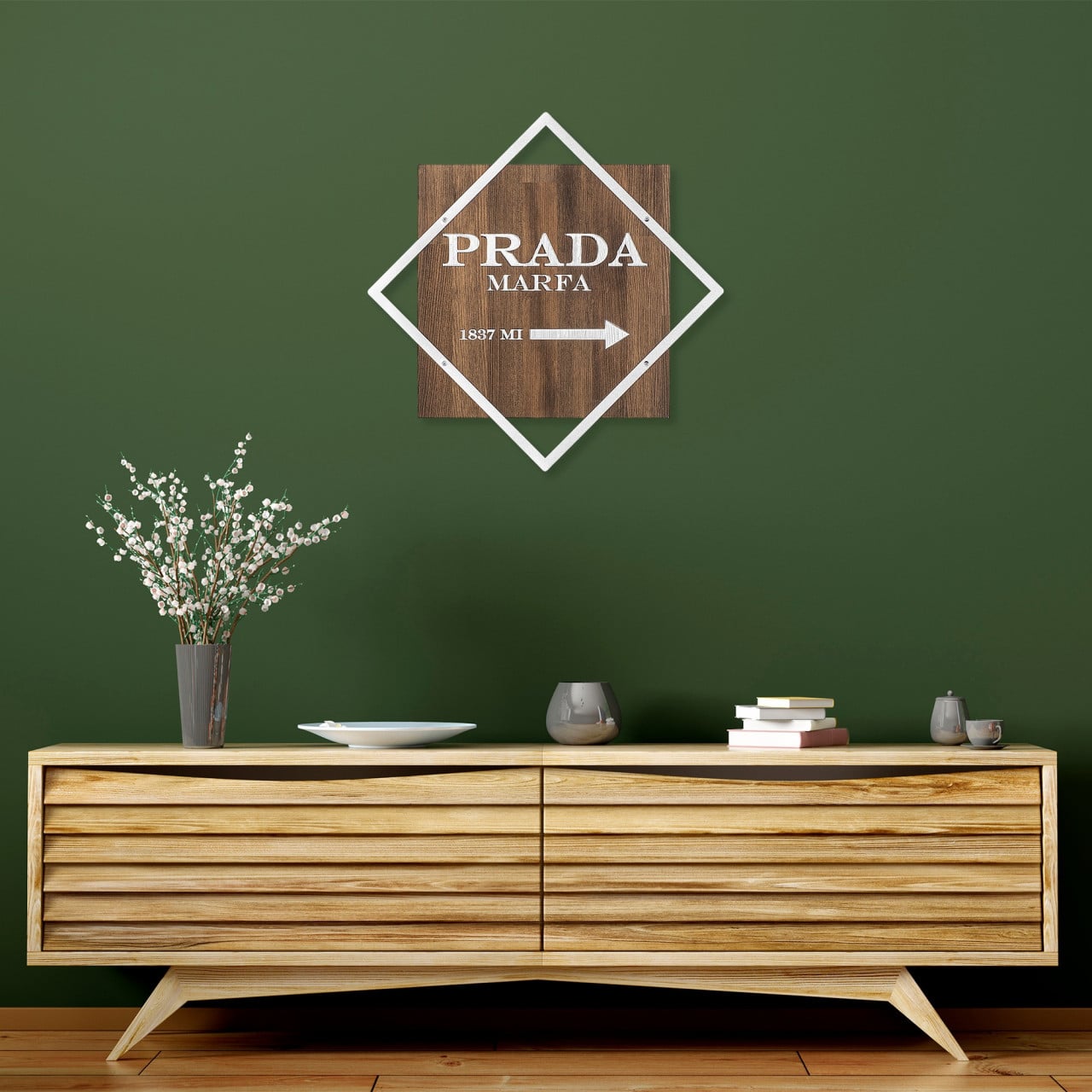 Accesoriu decorativ de perete din lemn Fashion argintiu