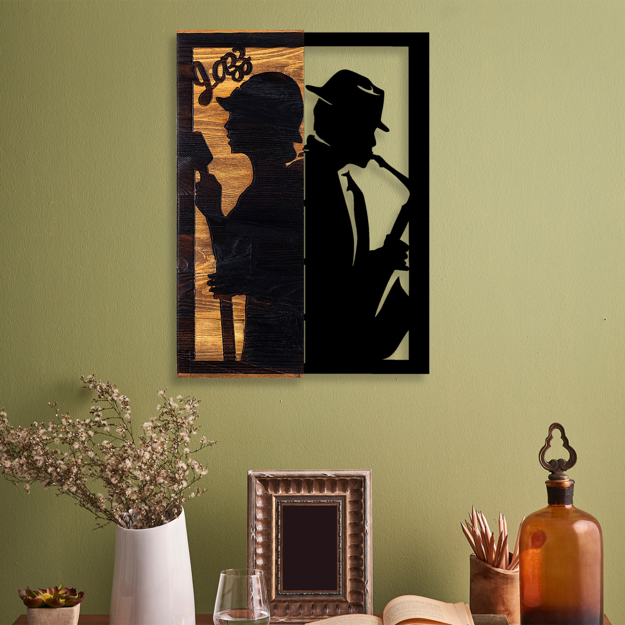 Accesoriu decorativ de perete din lemn Jazz
