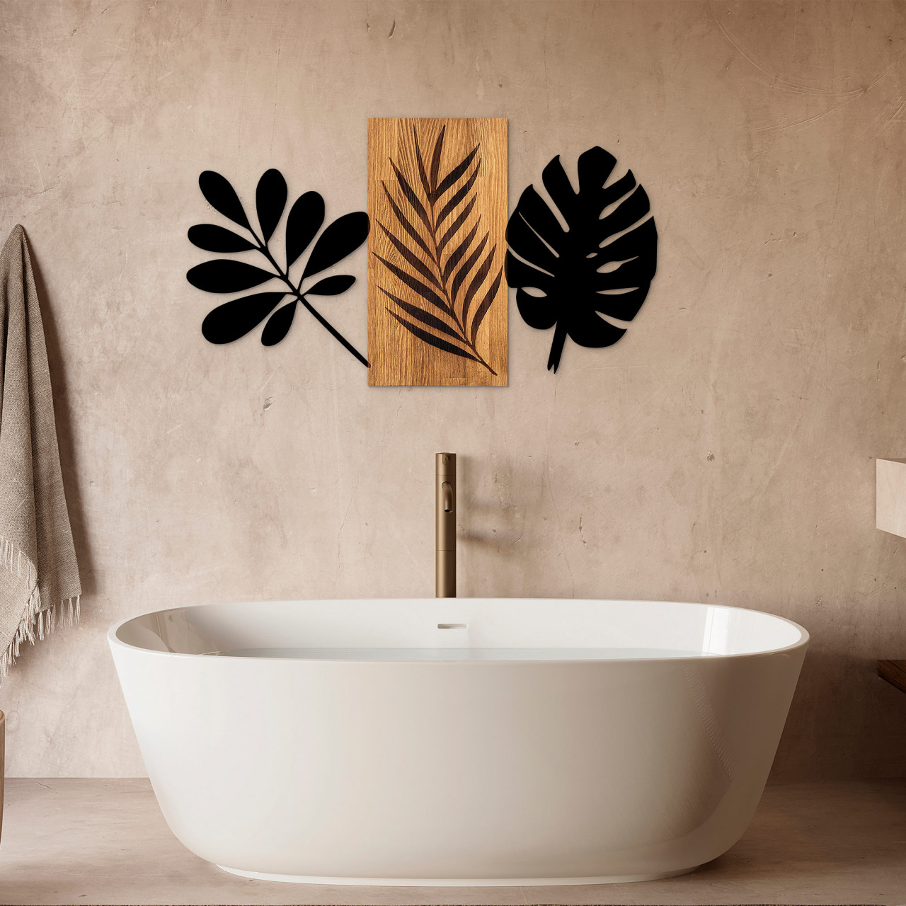 Accesoriu decorativ de perete din lemn Leaves 3