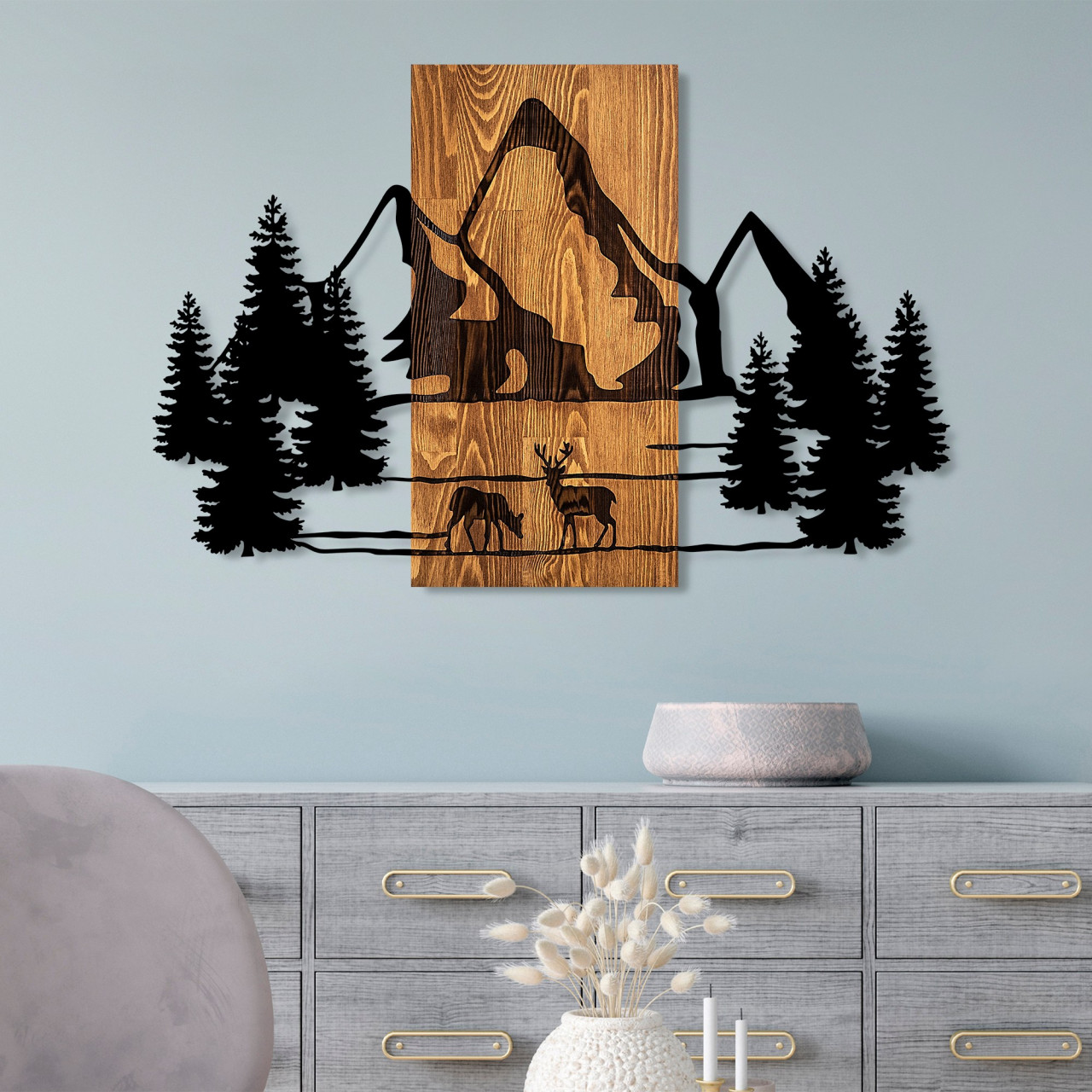 Accesoriu decorativ de perete din lemn Natural habitat