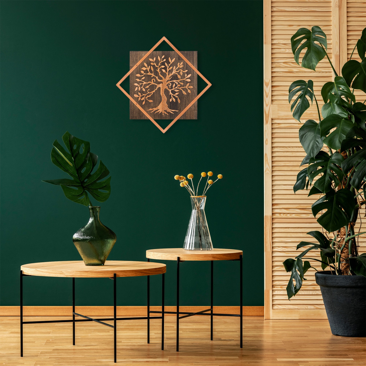 Accesoriu decorativ de perete din lemn Tree v2 - Copper