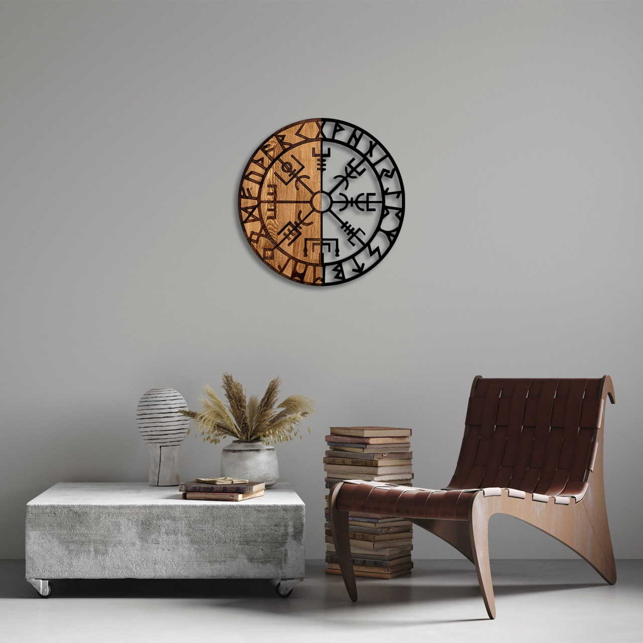 Accesoriu decorativ de perete din lemn Vegvisir - 331