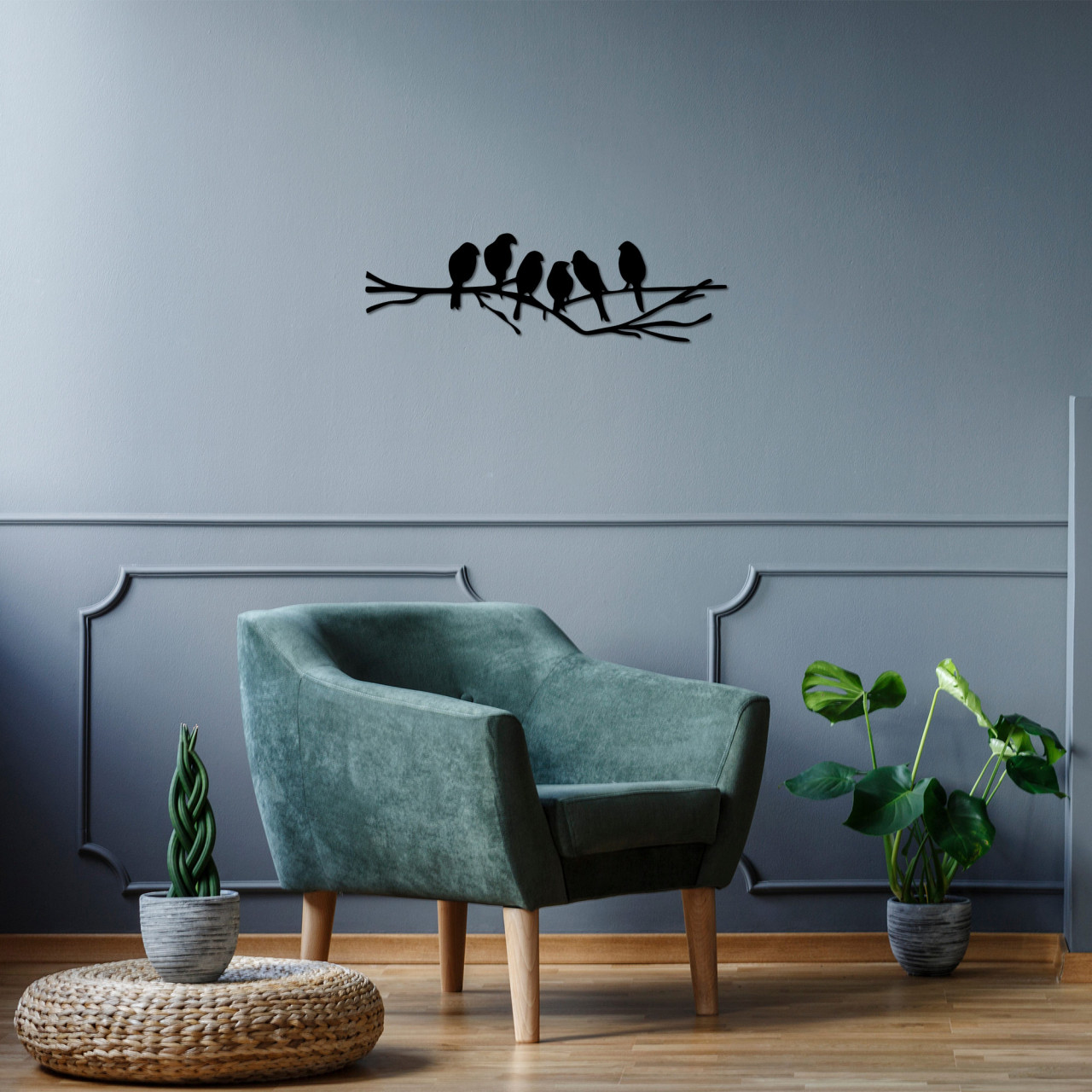 Accesoriu decorativ de perete metalic Birds on the branch
