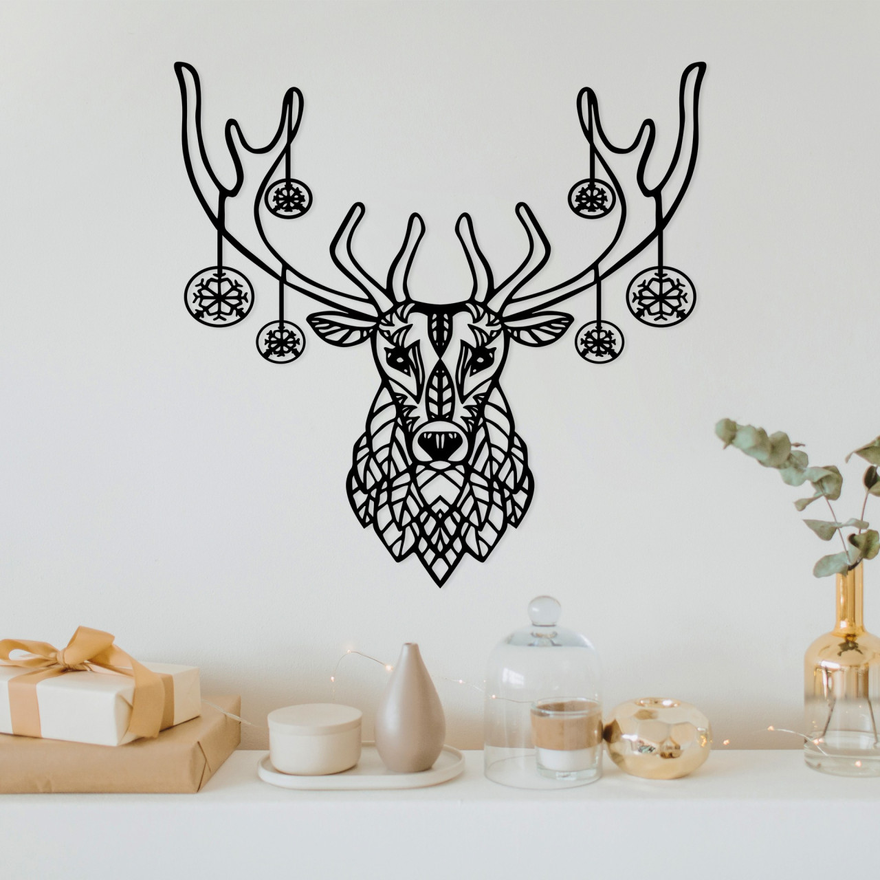 Accesoriu decorativ de perete metalic Christmas Deer