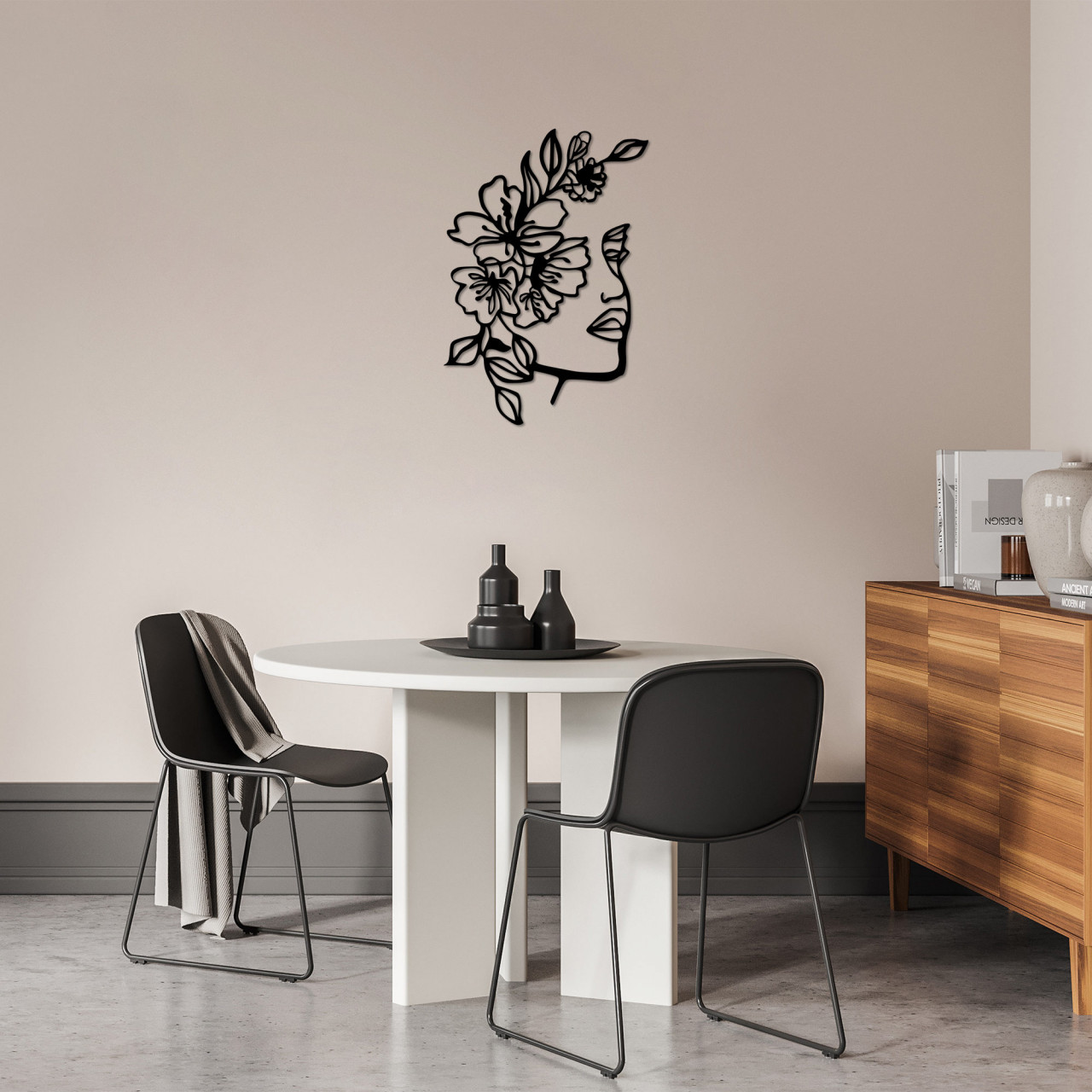 Accesoriu decorativ de perete metalic Flower women