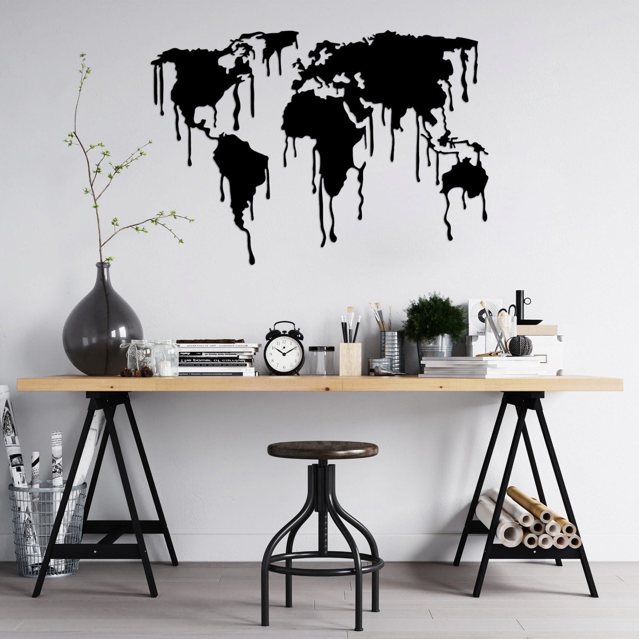 Accesoriu decorativ de perete metalic World Map 8