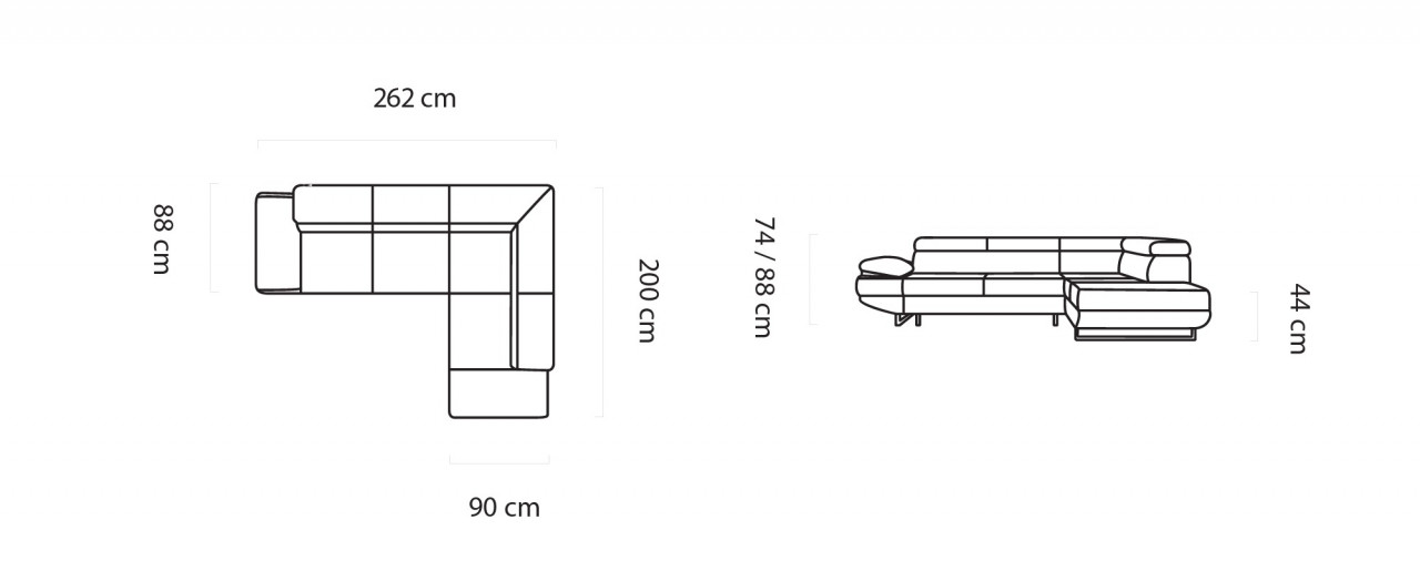 Coltar extensibil Gio - L262 x l200 x h88 cm - 4 | YEO