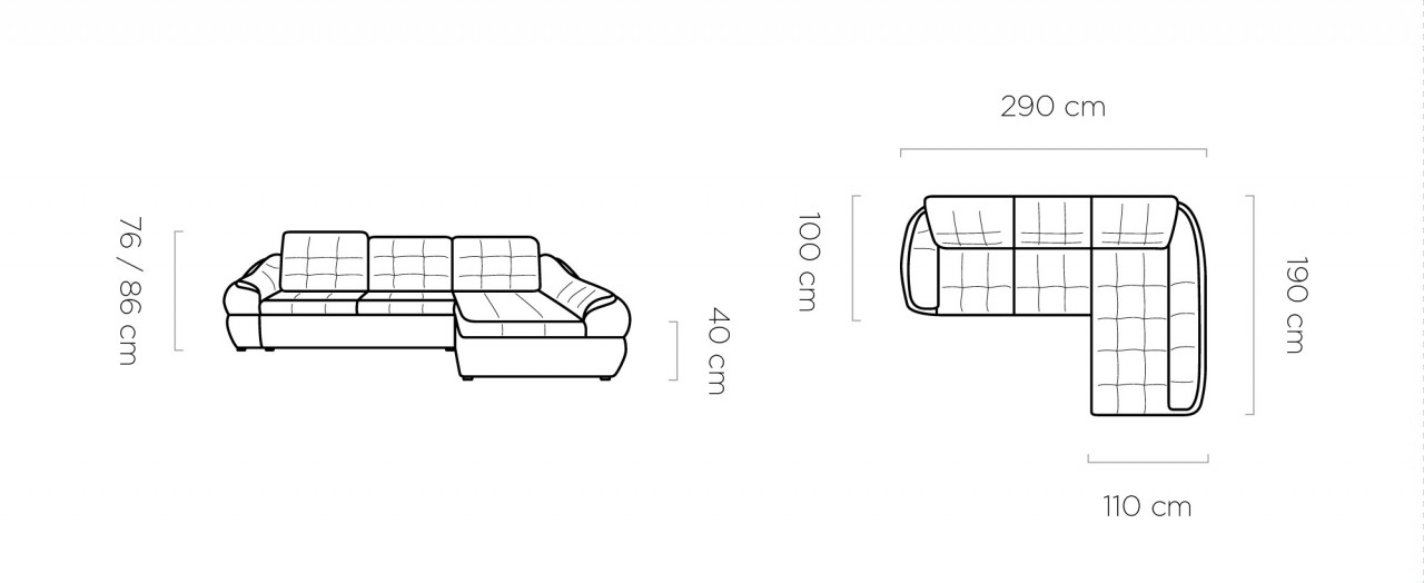 Coltar extensibil Infinity Mini - L290 x l190 x h86 cm - 3 | YEO