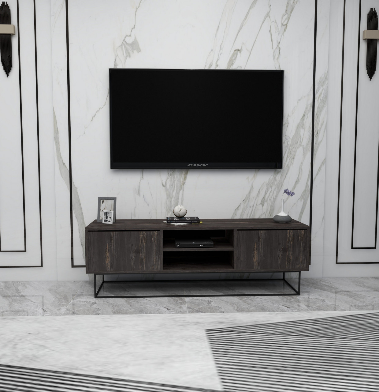 Comoda TV Escape 140 maro inchis / negru