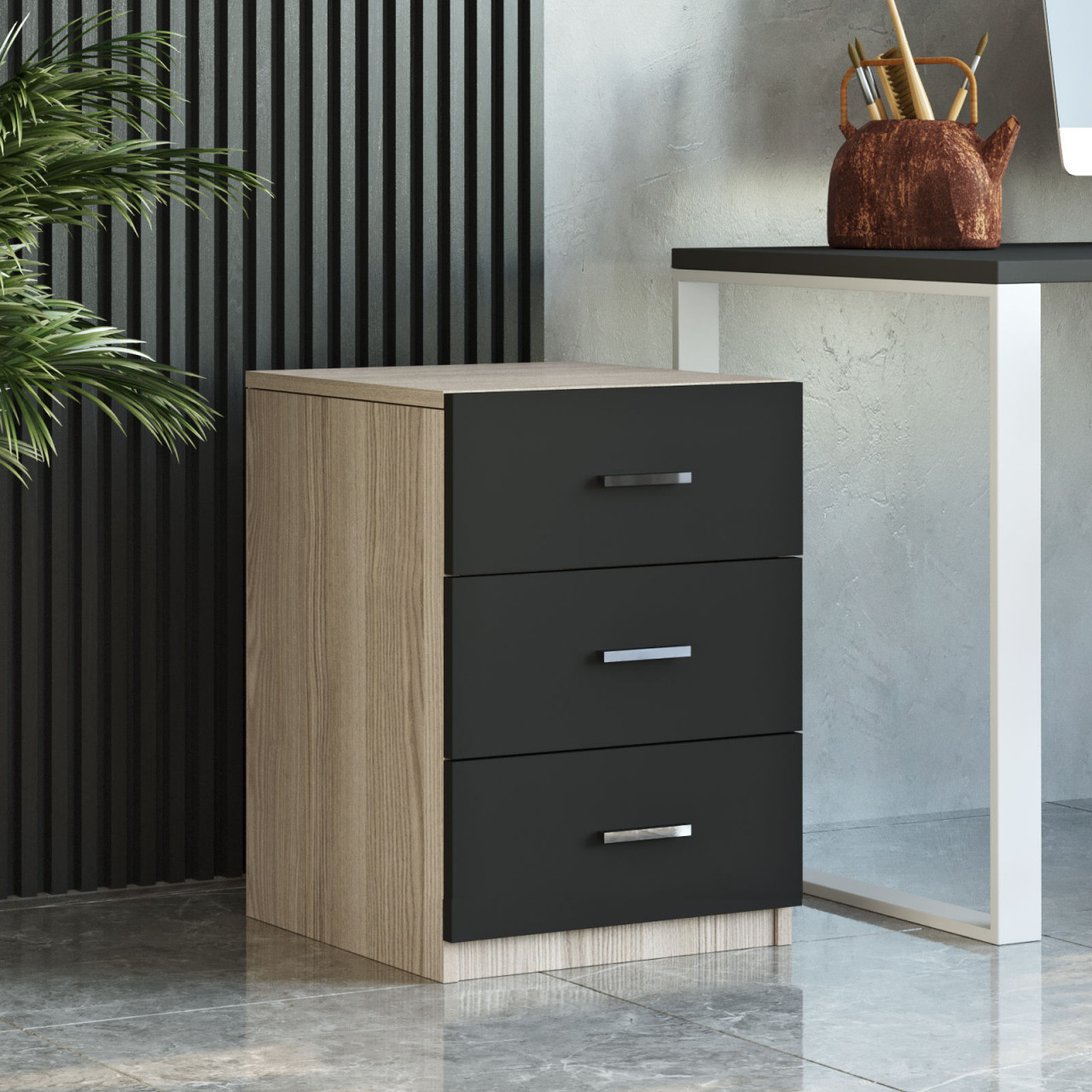 Dulap cu sertare Vario C stejar/negru L44,5 cm - H61,8 cm