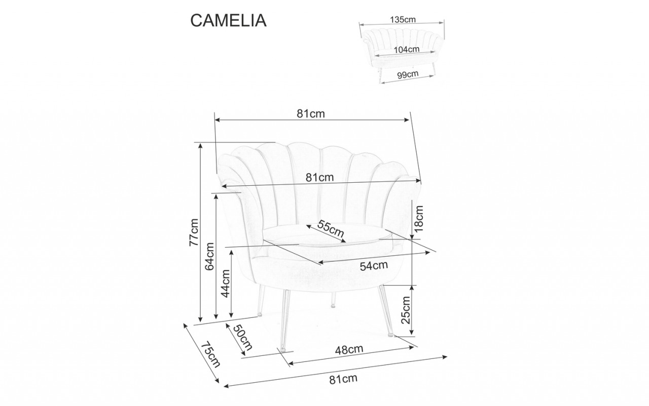 Fotoliu Camellia 1 velvet roz Blu52/auriu - 1 | YEO