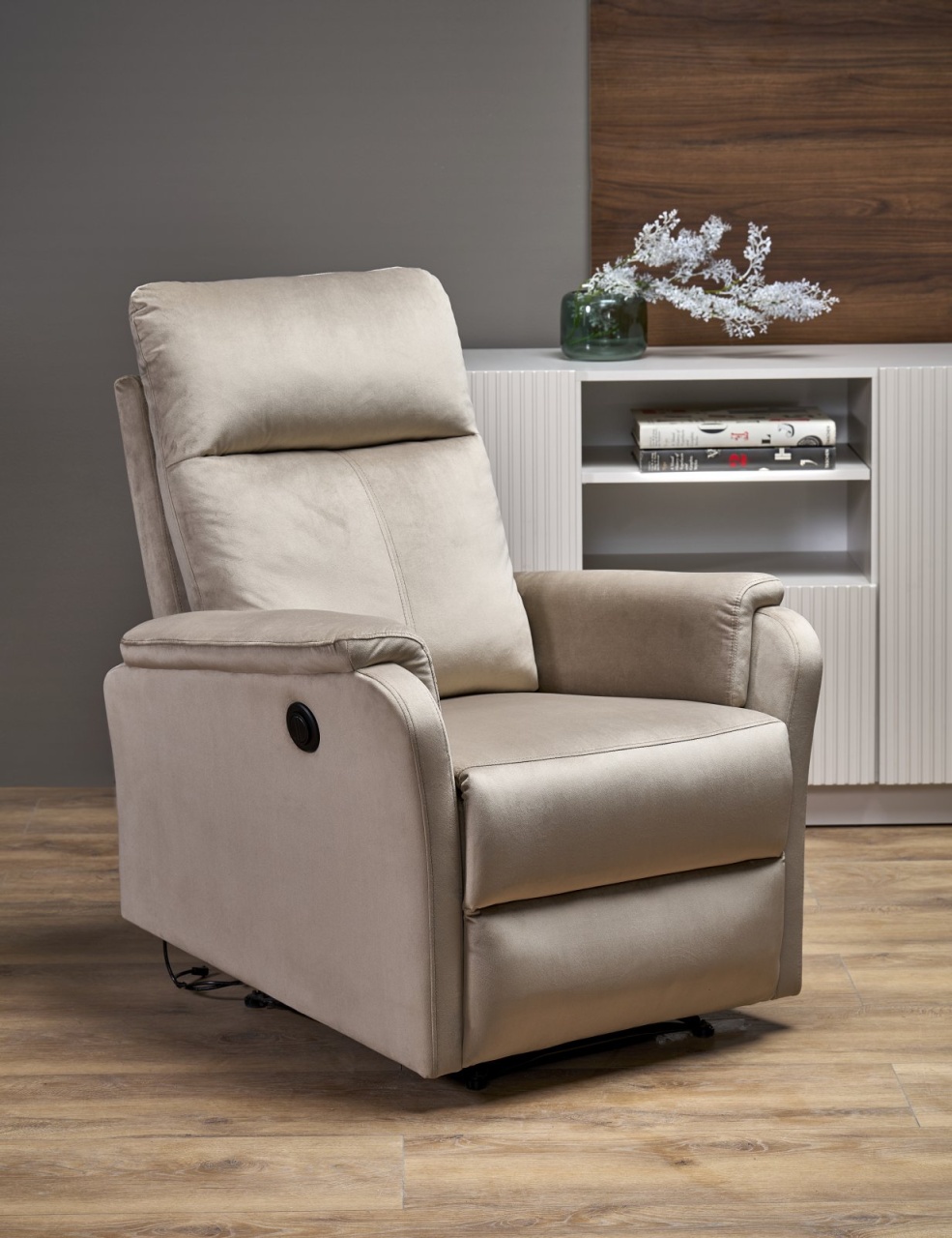 Fotoliu recliner Crocus velvet bej H102 cm - 1 | YEO