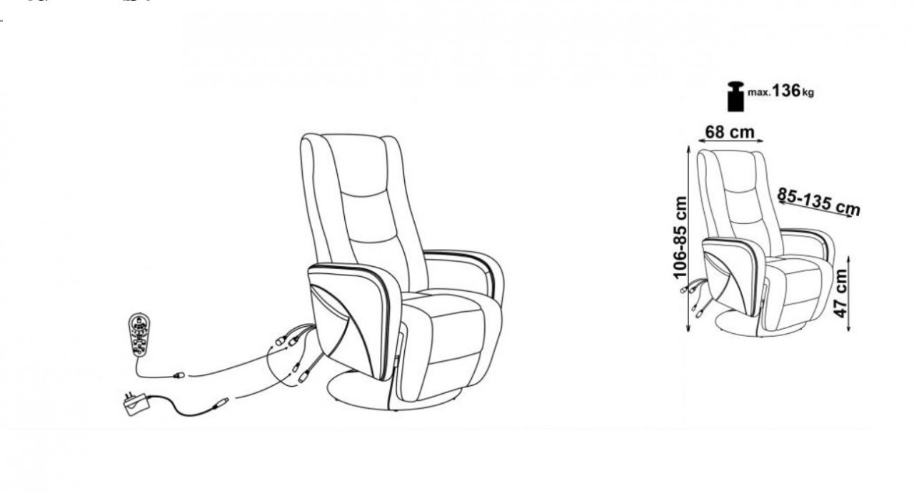 Fotoliu recliner cu functie de masaj Pulsar 2 stofa bej H106 cm - 1 | YEO