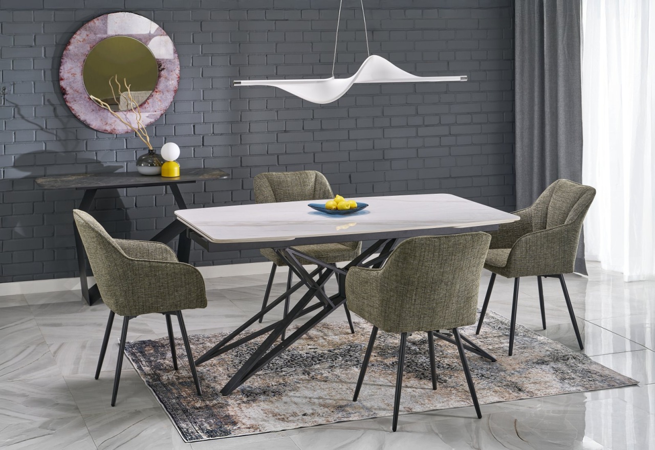 Masa extensibila Alfredo marmura alba/negru L160-240 cm - 1 | YEO