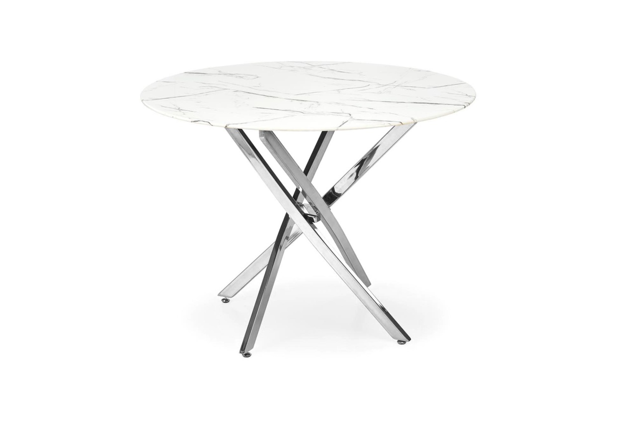 Masa rotunda Raymond 3 marmura alba/argintiu ø100/h73 cm - 2 | YEO