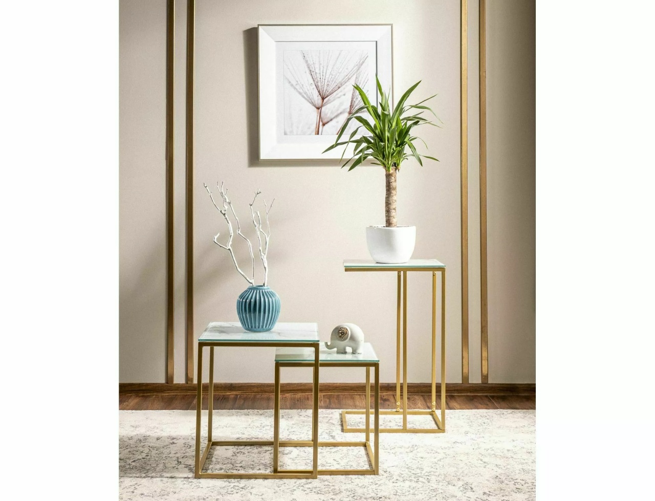 Masuta de cafea Symphony G marmura alba/auriu L40xl30 cm - 1 | YEO