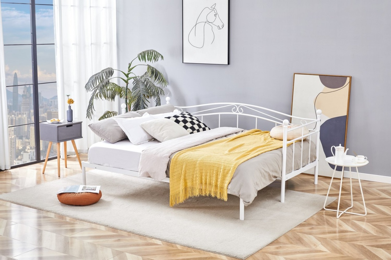 Pat extensibil Ariza metalic alb 180x200 cm - 2 | YEO