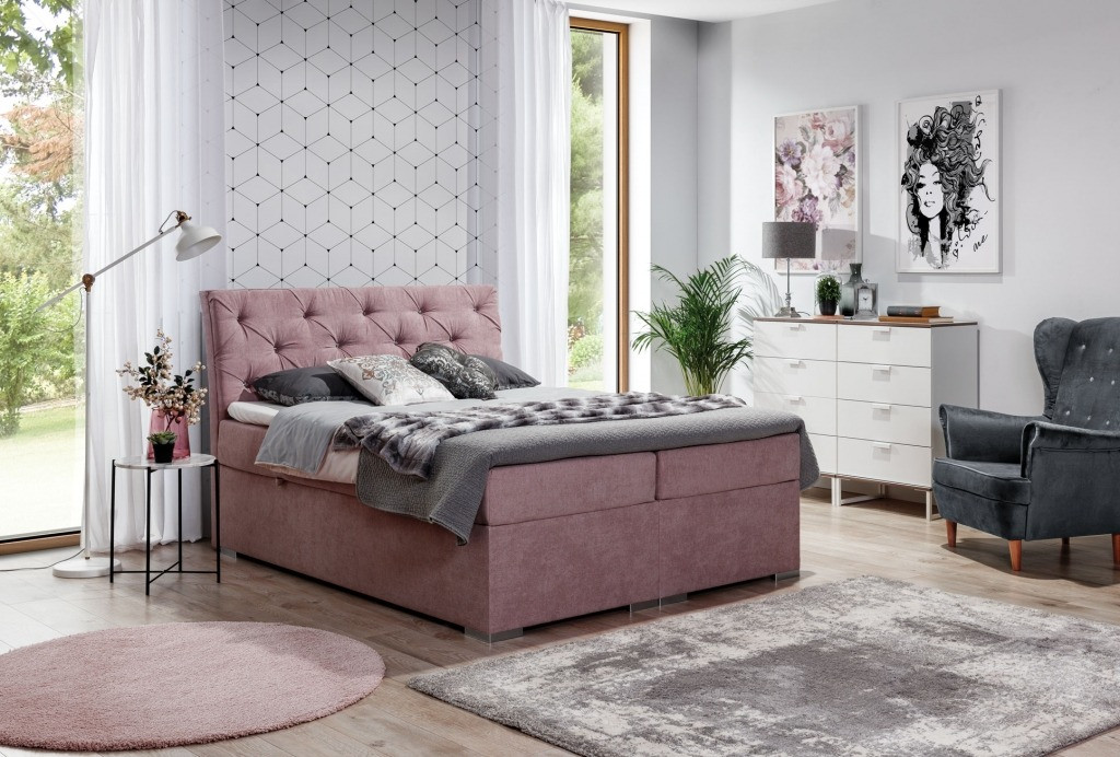 Pat tapitat boxspring Balvin – 180/200 cm