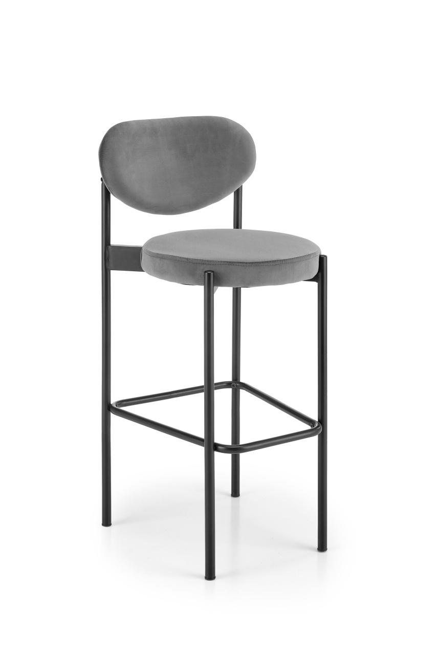 Scaun de bar H-108 velvet gri - 1 | YEO