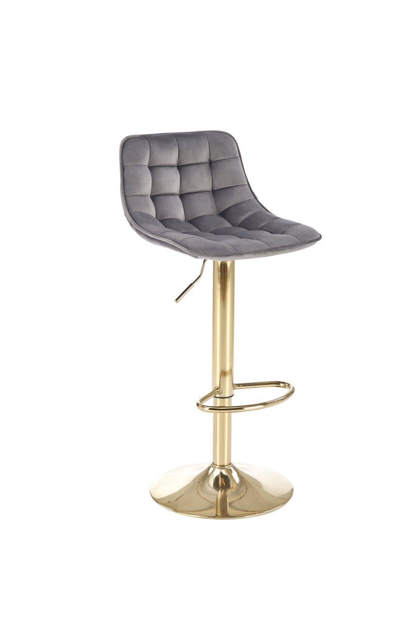 Scaun de bar H-120 velvet gri/gold - 1 | YEO