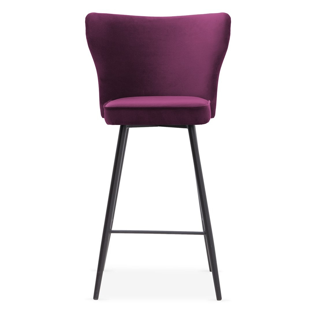 Scaun de bar Modena burgundy picioare negru - H60 cm