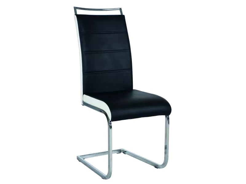 Scaun H-441 piele ecologica negru/alb/crom