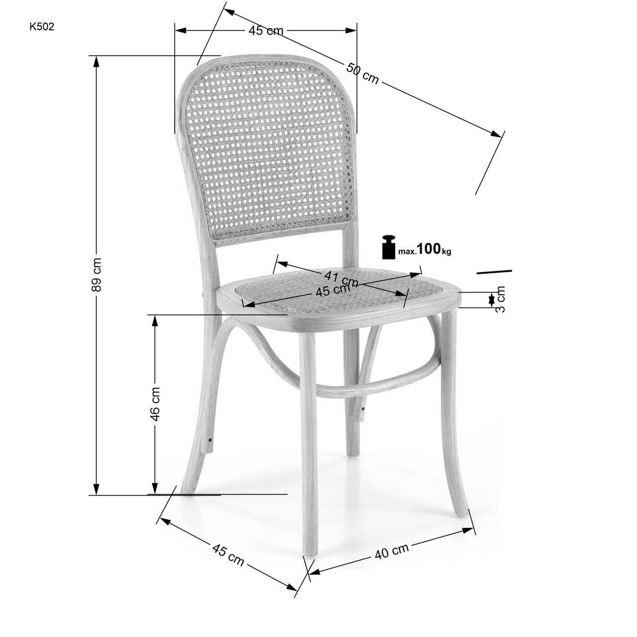 Scaun K502 natur - ratan - 3 | YEO