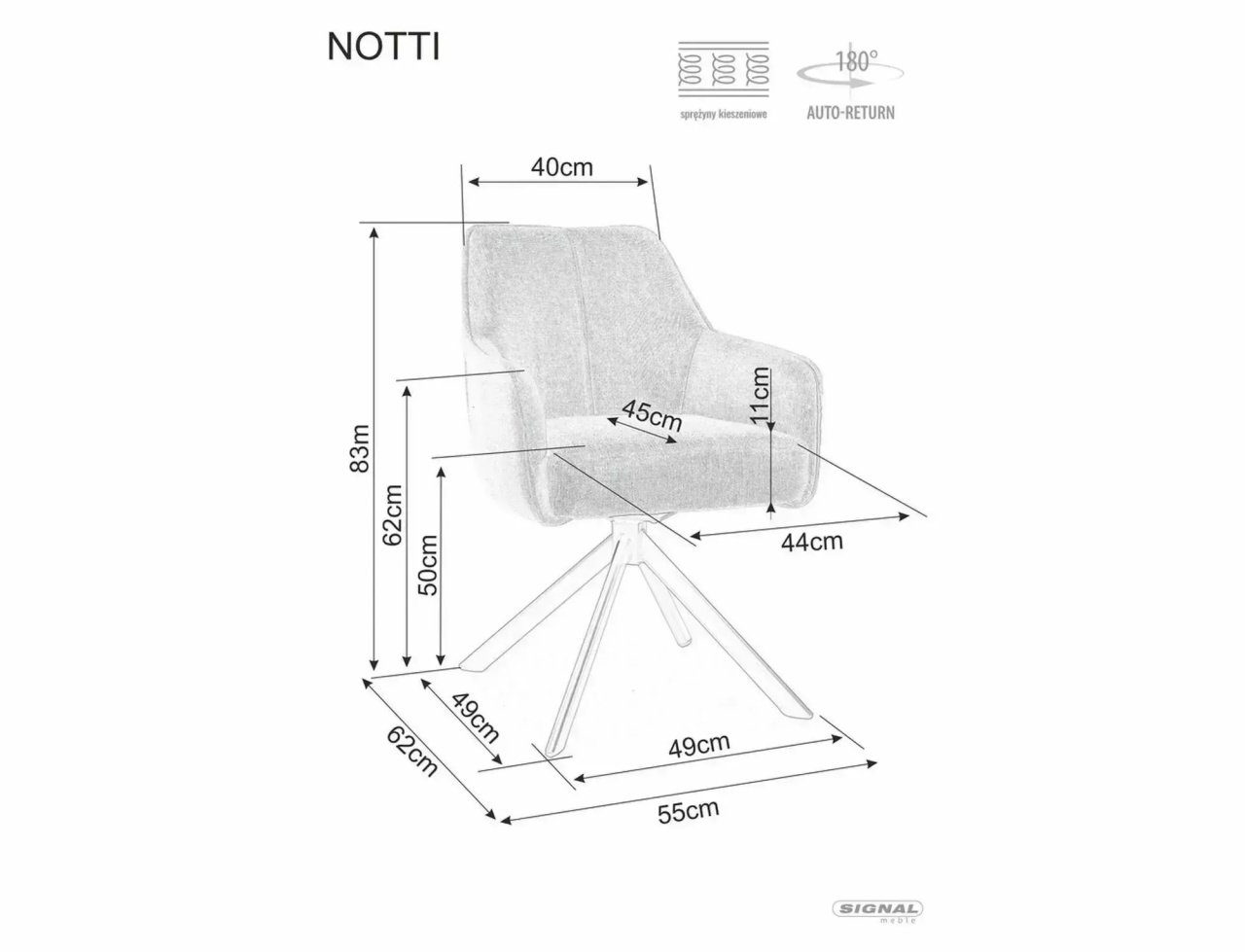 Scaun Notti bej deschis/negru Brego22 - 3 | YEO