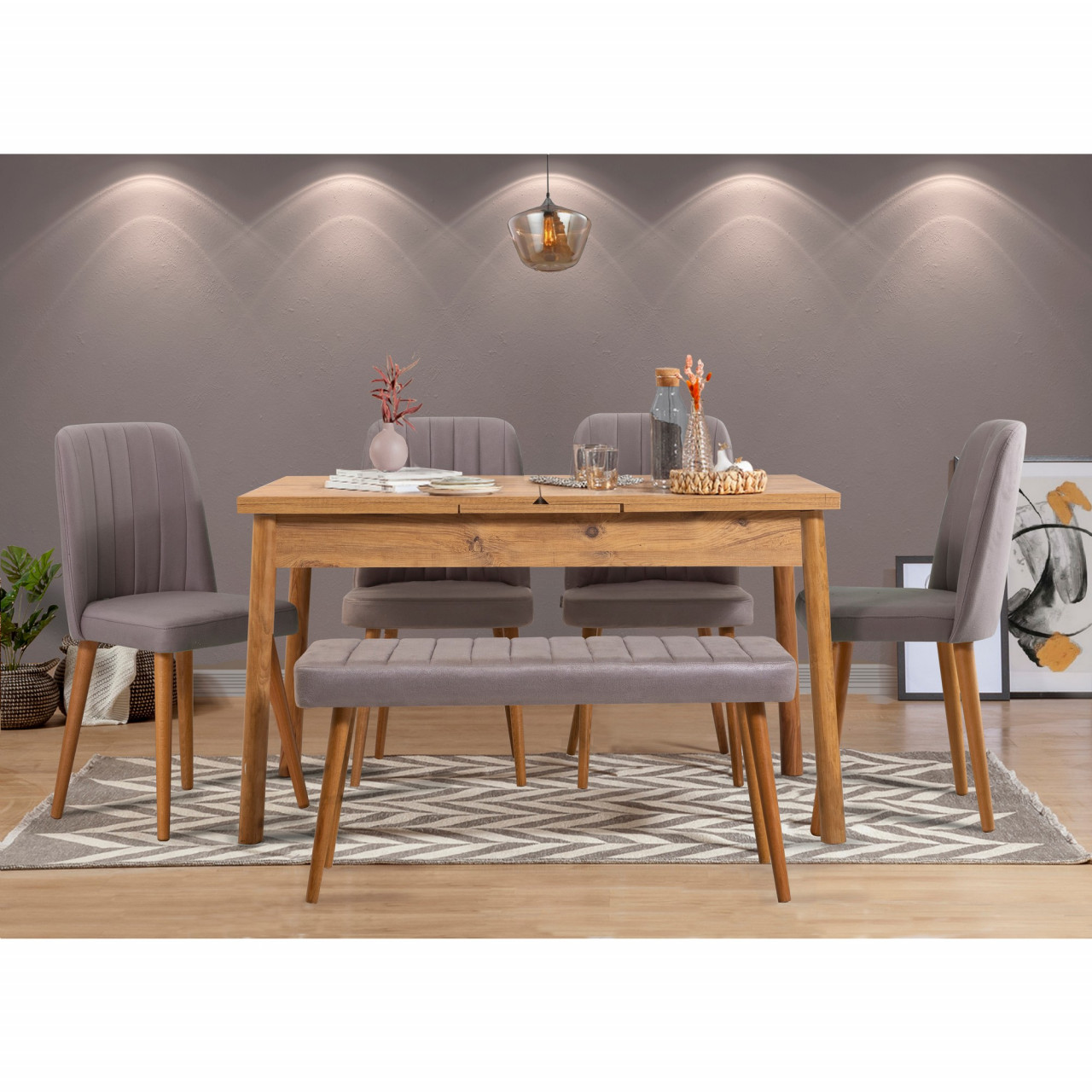 Set masa extensibila si scaune (6 piese) Santiago Atlantic Grey