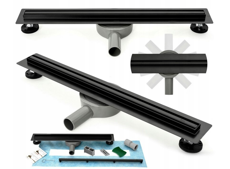 Set rigola pentru dus cu capac Neo Slim Pro Negru - 70 cm - 1 | YEO
