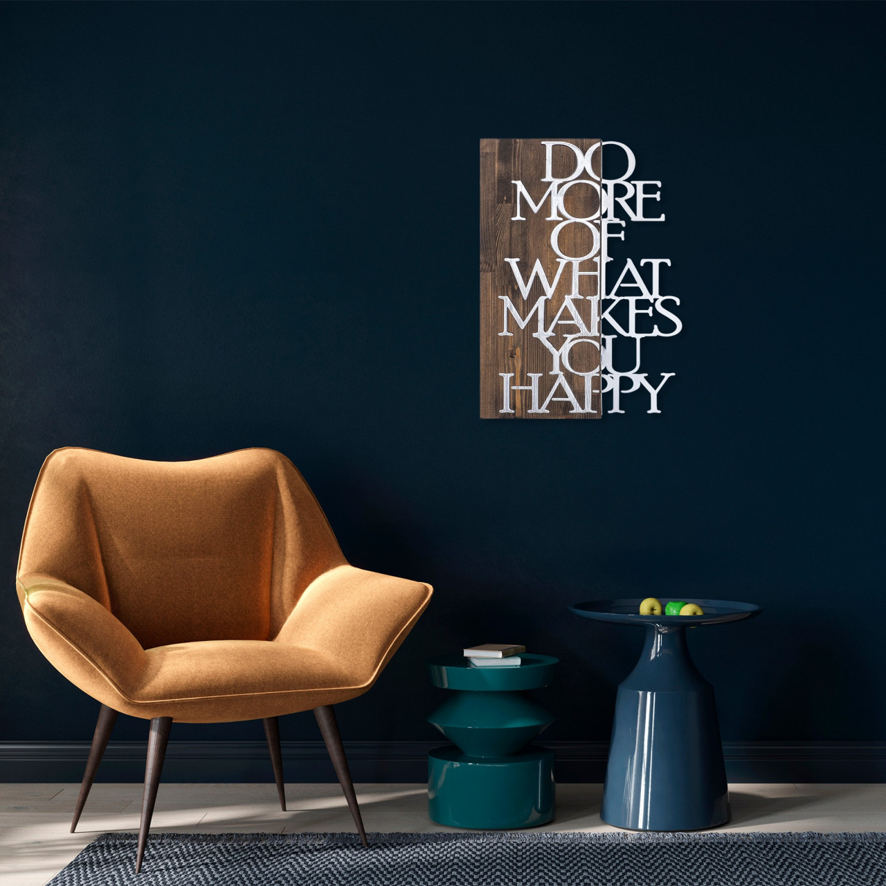 Accesoriu decorativ de perete din lemn Do more - argintiu