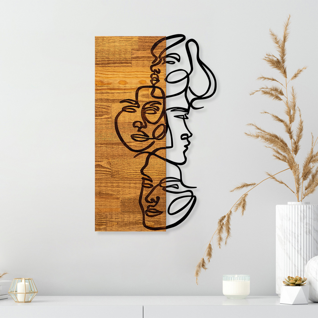 Accesoriu decorativ de perete din lemn Faces