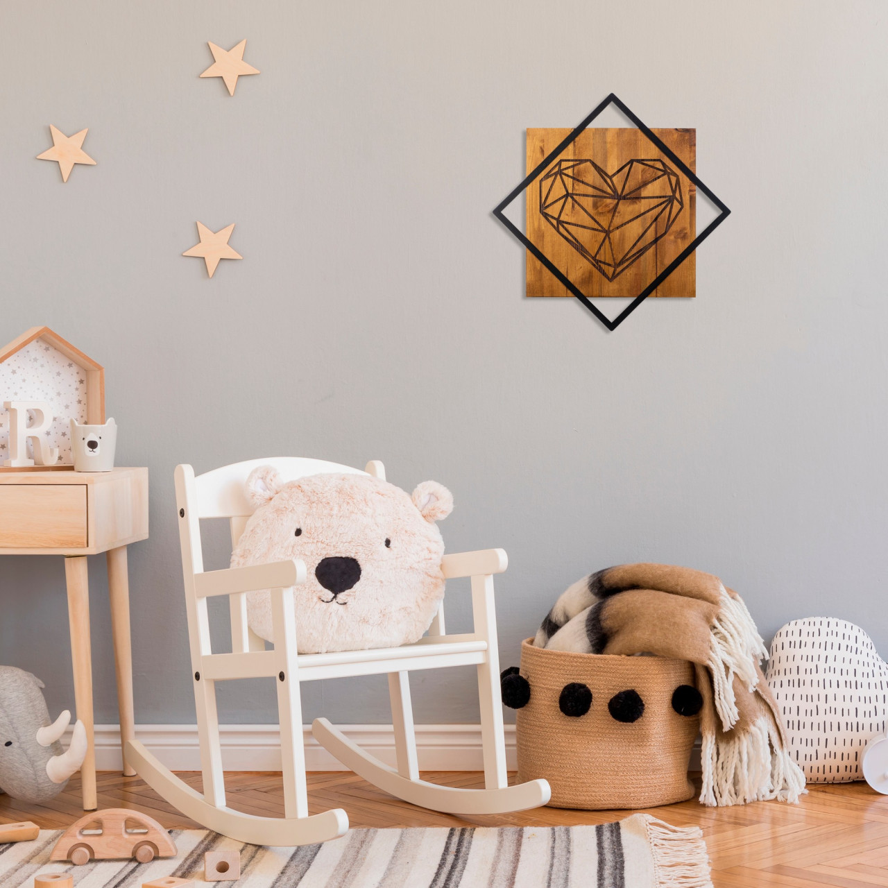 Accesoriu decorativ de perete din lemn Heart 2