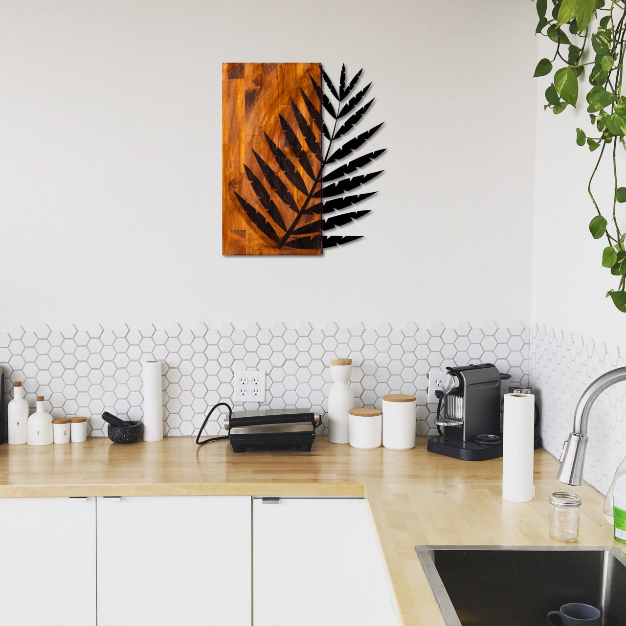 Accesoriu decorativ de perete din lemn Leaf 3