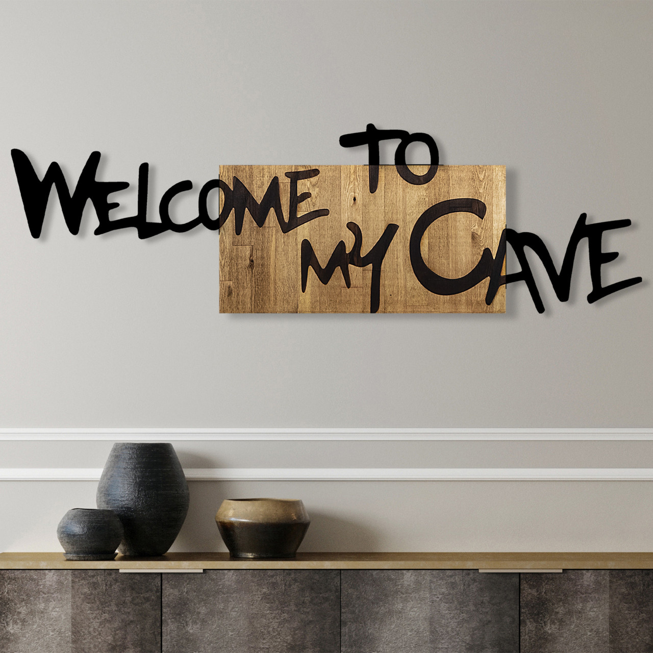 Accesoriu decorativ de perete din lemn Welcome To My Cave