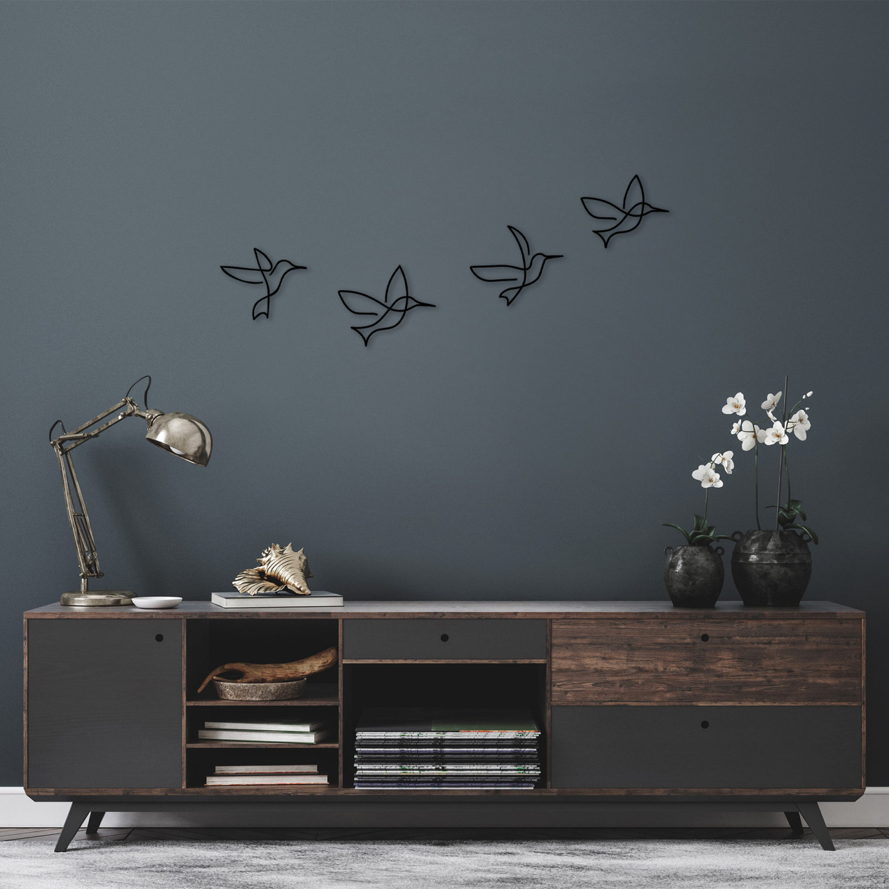 Accesoriu decorativ de perete metalic Birds - 304