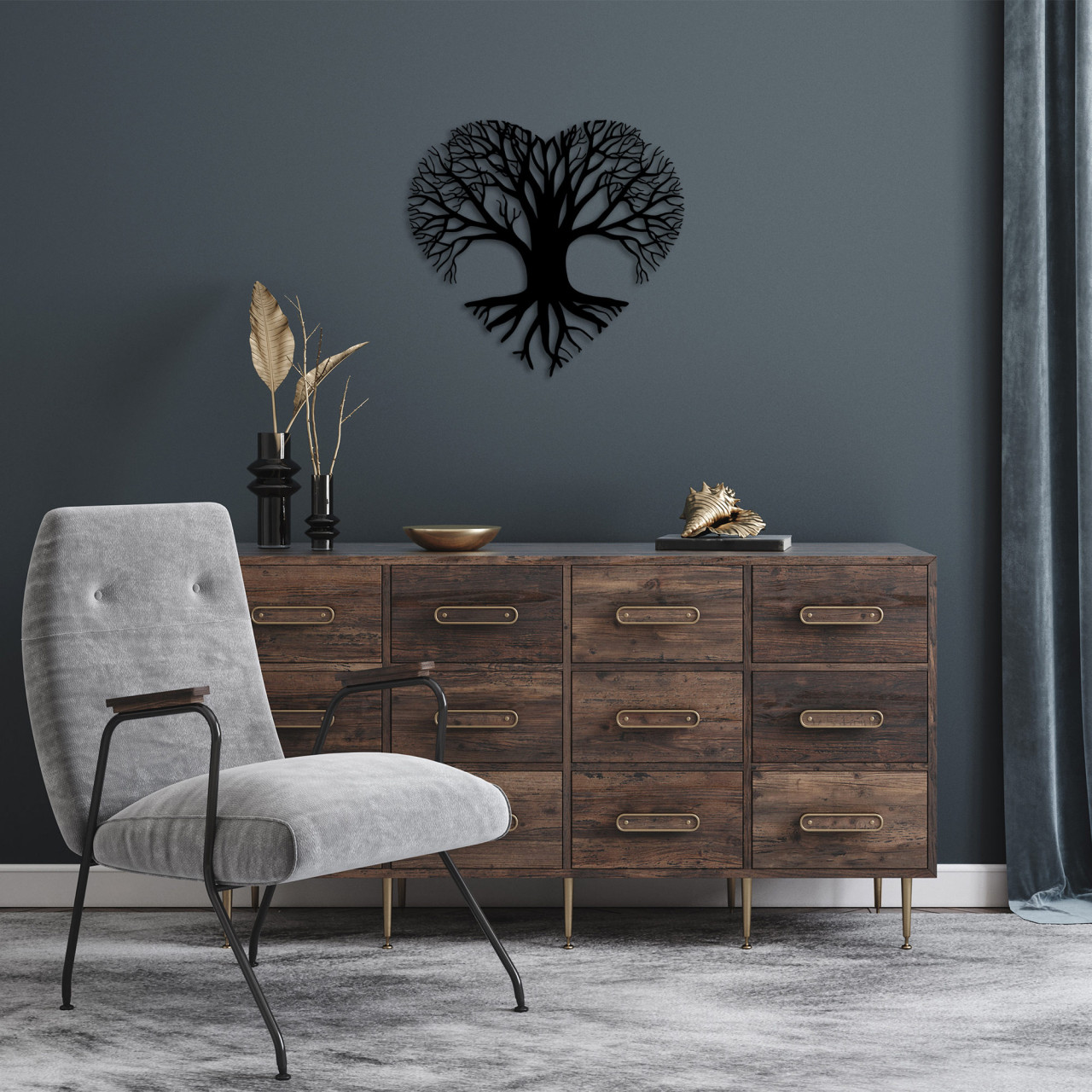 Accesoriu decorativ de perete metalic Love Tree - 264
