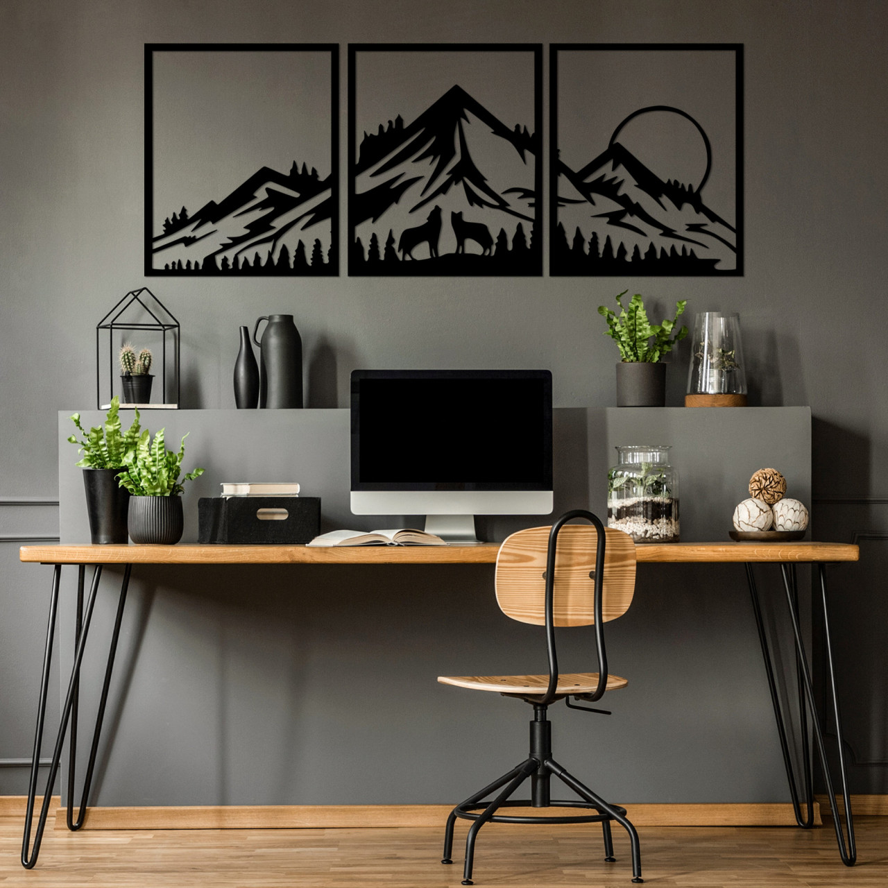 Accesoriu decorativ de perete metalic Mountain view - 528
