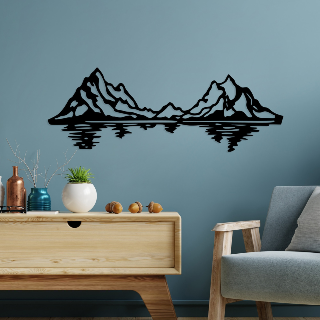 Accesoriu decorativ de perete metalic Mountains